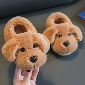 ZEEMIN Childrens Winter Boatou Home Cotton Slippers Thick Sole Non Slip Cartoon Plush Warm Home Cover Heel Cotton Shoes Fluffy Shoes