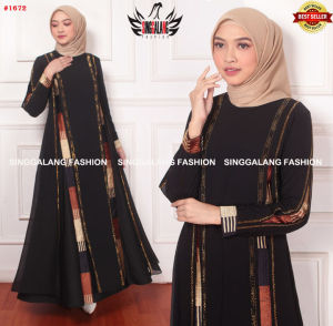 SinggalangFashion-COD//Gamis Abaya Turkey/Baju Muslim Wanita/ Abaya Arab Hitam Jersey Mix Ceruti Bordir Model SIENA 001 Terbaru
