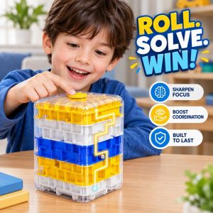 3D Maze Cube Rolling Ball Puzzle Handheld Brain Teaser Fidget Toy Stress Relief Kids Adult Family Game Travel Gift