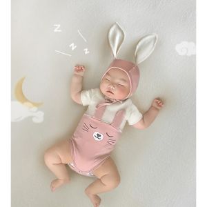 BCBL ชุดรอมเปอร์ แขนสั้น ลายหมี พร้อมหมวก สําหรับเด็กผู้ชาย 2 ชิ้น