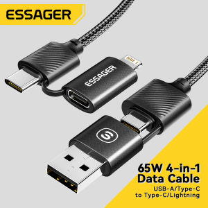 Essager 65W 4-in-1 Type-C To Lightning USBA To Type C Fast Charging Cable For iphone Macbook Realme Huawei Samsung Oneplus Wire Charging Data Cord For C-C A-C C-L A-L Cable