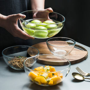 Fast delivery Tempered Glass Bowl Transparent Salad Fruit Soup Dessert Snack Foods Mixing Bowl Tea Wash Large