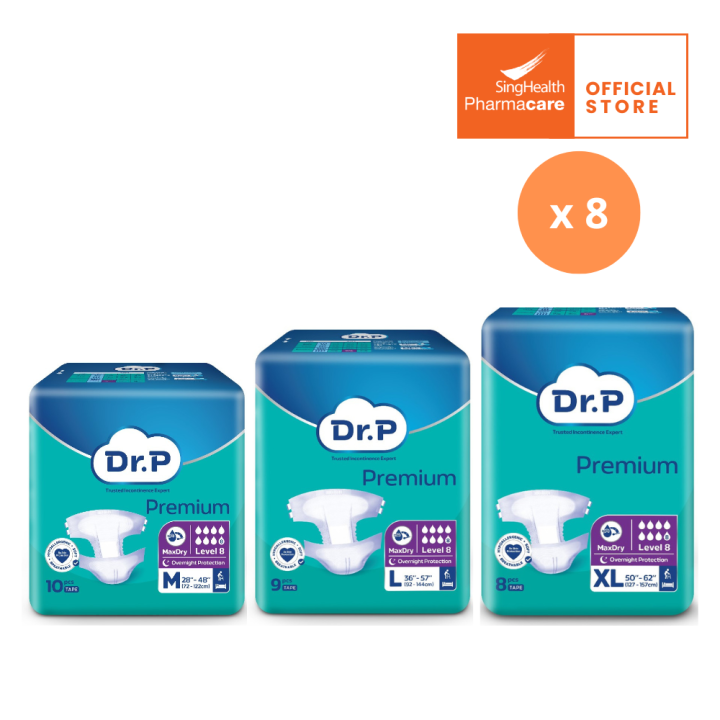 [Carton of 8] Dr. P Premium Level 8 Tape Diaper M/L/XL | Lazada Singapore