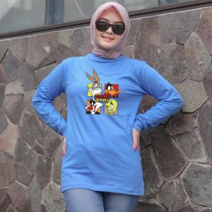 Kaos Gambar Lucu Kaos Oversize Lengan Panjang 7/8 Kaos Belah Pinggir Kaos Wanita Dewasa Atasan Muslimah Jumbo Hijab Style OOTD / Trends Store