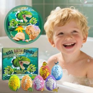 YUDESHUI 6-Pack Khủng long Đồ chơi bom tắm Bồn tắm thư giãn với Đồ Chơi Bất Ngờ Viên tắm có bất ngờ Quà tặng Spa Thay Đổi Màu Sắc Viên muối tắm cho trẻ em Dành cho trẻ em