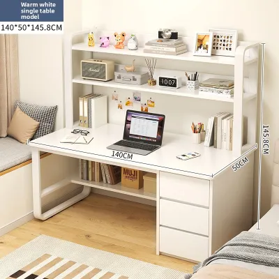 Desk and bookshelf combo for home bedroom office use simple modern design computer desk Meja gabungan meja dan rak buku desain ringkas modern untuk rumah kamar pejabat