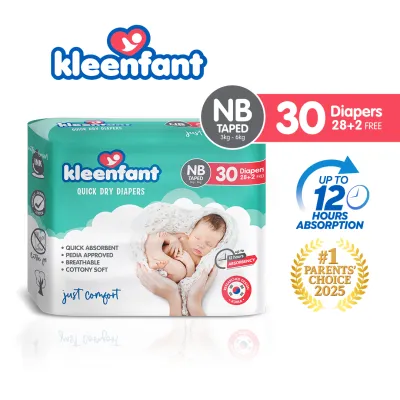 Kleenfant Baby Taped Pull-Up Pants Diaper Newborn-3XL (30 Pads) Disposable Diaper Baby Essentials
