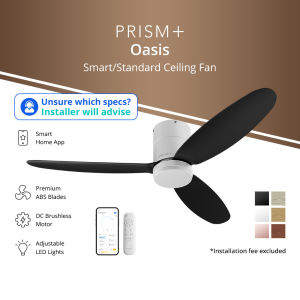 PRISM+ Oasis Ceiling Fan 46"/52" | 3 Blades | Integrated Dimmable Lights | DC Motor