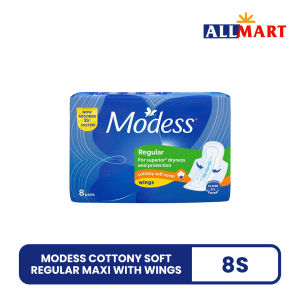 Modess Cottony Soft Regular Maxi with Wings 8s - AllMart Online Grocery