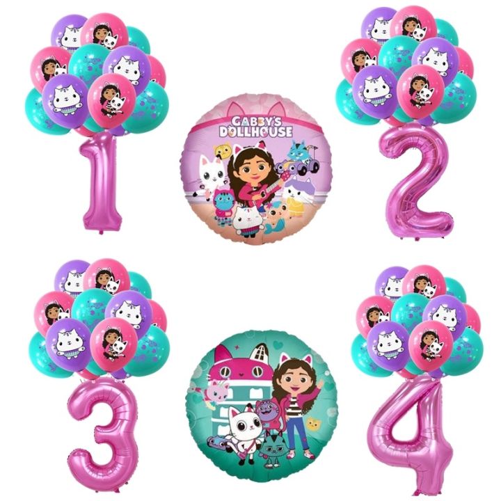 【a Great】♈ Gabbys Dollhouse Balloons Birthday Party Decoration 32 Inch