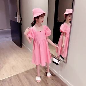Small Girls and Teen Girls Dress 2023 New Summer Childrens Bubble Sleeve Princess Dress Girls Summer Dress