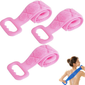Long Silicone Double-Sided Bath Towel Body Scrubber Exfoliating Bath Towel with Soft Bristles Gentle Massage Shower Brush