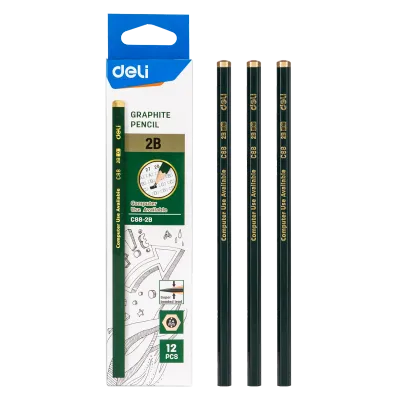 Deli Graphite Pencil / Pensil Kayu 2B 1 Pack Isi 12pcs Kualitas Bagus EC88