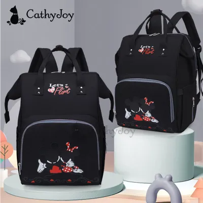 CathyJoy Mommy Diaper Bag Thermal Insulated Minnie Mickey Nappy Backpack Hanging On Stroller Maternity Baby Kids Travel Mom Shoulder Bag