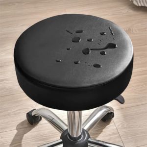 DewyBabe Round Stool Cover PU Leather Seat Cushion Cover Elastic Anti Slip Waterproof Dining Chair Pad