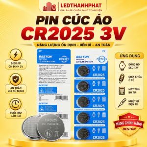 Vỉ 5 viên Pin nút 3V Beston CR2025 dùng cho remote xe máy  cân điện tử