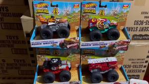 Original Hot Wheels Monster Trucks Roarin Wreckers 1:43 skala lori bunyi & cahaya siri Boys kereta Toy Model kanak-kanak GiftsEIRU-2IJ