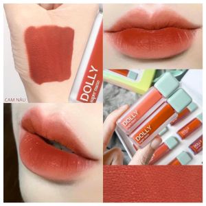 Son kem lì màu <ĐỎ R.Ư.Ợ.U VANG> Dolly super matte son kem lì không chì bền màu lâu trôi mua 2 cây tặng 1 hộp đựng cao cấp