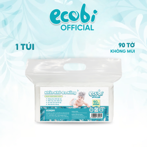 Thùng 03 túi khăn khô đa năng cao cấp cho bé Ecobi túi 90 tờ 120g siêu tiết kiệm