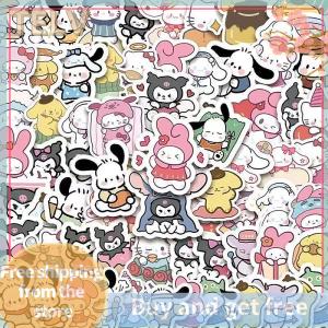 TELV 100 Sheet Cartoon Stickers Cute Anime Stickers My Melody Kuromi Sticker Decor For Notebook Luggage Guitar Decals