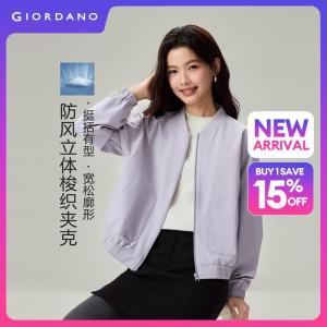 Giordano Women Baseball collar big pocket bomber jacket Free Shipping 05376682