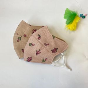 Khẩu trang Khẩu trang vải cotton có kẽm mũi màu trơn tái sử dụng có dây rút
