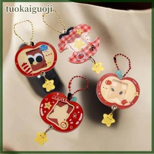 tuokaiguoji 1In Photo Card Holder Cartoon Apple Shaped Photo Album Keychain For Bags Acrylic Charm Kpop Idol Photocard Protector Cover