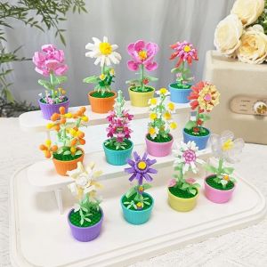 JOYNCLEON Khối xây dựng sáng tạo cây trồng trong chậu Loạt hình hoa đồ chơi tự làm cho trẻ em