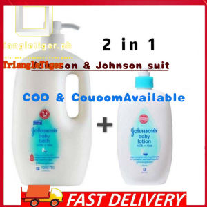 ( 2 in 1 )Johnsons Baby Bath Gentle Cleanser   Rice Milk Lotion Nourishing Set 1000ML/500ML for Soft Baby Skin
