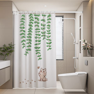Green Plant Shower Curtain Set Abstract Modern Shower Curtain for Bathroom Decor Luxury Standard Shower Curtain for Bathtub Thick Waterproof and Mildew Washable Fabric Shower Curtain