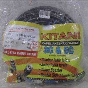 KITANI Kabel Antena TV 5C 10M 15M 20 Meter / Kabel RG6 TV Kabel Parabola 5C Full Tembaga