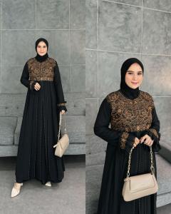 (COD)Gamis Abaya Turkey Hitam RAHIMA Busui Mode Kardigan Jersey mix Ceruty Premium Mode Terbaru