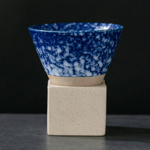 JustLiving Ceramic Coffee Mugs with Base 3.38oz Coarse Pottery Coffee Mug Triangular Cone Shape Porcelain-Cup Tea-Cup for Latte Household Kitchen Bar for Commercial/coffee Shop for Restaurants/cafes