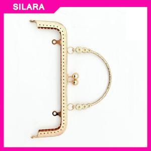SILARA 20CM Square Embossing Wrist Metal Kiss Clasp Frame For Bags Flower Handle Sewing Hardware Handbags Accessories