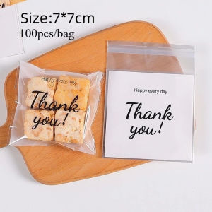 100Pcs Cookies Packaging Bag Bread Plastic Packaging Bag Self Adhesive Graham Bar Cookie Bag