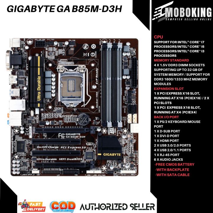 Motherboard Intel Core Socket 1150 GIGABYTE GA B85M-D3H
