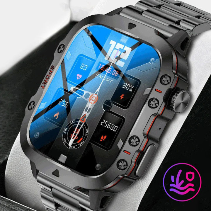 Rugged Smartwatch Bluetooth Call 3ATM Waterproof Heart Rate
