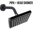 Head Shower Kotak Kamar Mandi 1/2 Inch Kotak Bahan Abs Chrome DP-145+DP-145-1+DP-145-2+WG-238-Hitam. 