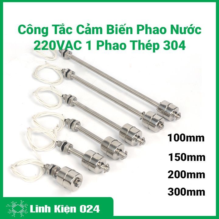 Công tắc phao cảm biến mức nước tự động 220VAC 1 phao bằng thép không ...