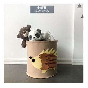 Large Capacity Cartoon Animal Felt Storage Bucket Washable Dirty Clothes Basket