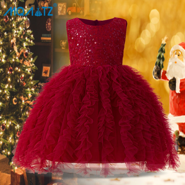 MQATZ Christmas New Girls Sequin Dresses for to Yrs Elegant Birthday  Party Princess Dress Ruffles Baby Girls Dress Red Dress Lazada PH