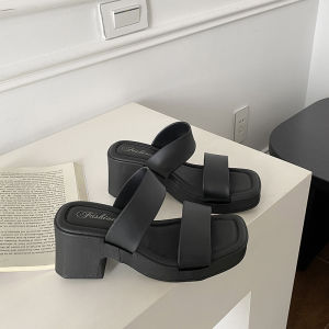 Free Shipping New Women’S High-Heeled Slippers Perfect For Summer Wear With A Raised Heel Non-Slip Soles And A Fashionable Wedge Heel Design