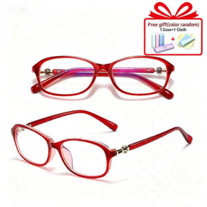 Fashion Womens Presbyopia Glasses Purple Ultra-light Anti-blue Oval Graded Glasses for Farsighted
