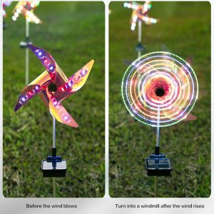 32LED Solar Windmill Colorful Lawn Lamp Outdoor Decorative Waterproof Night Light LED Spot Light Garden Path Landscape Lights