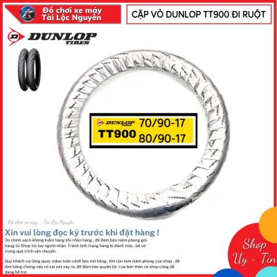 CẶP VỎ DUNLOP TT900 CHỮ VÀNG SIZE 70/90-17 VÀ 80/90-17 CÓ RUỘT