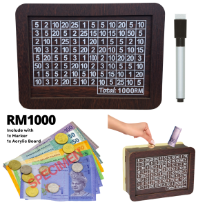 Z-Gadget⚡Money Box Wooden Piggy Bank Wood Money Bank Reusable Money Box with Saving Goal and Numbers To Check Helps The Habit of Saving