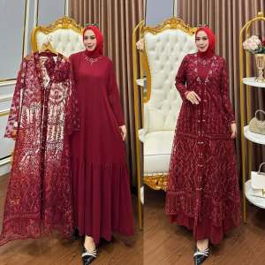 Dress Terbaru / Arimbi Set Outher / Matt Cerutty Mix Brukat / Dress + Outer / Dress Kondangan / Gamis Lebaran /