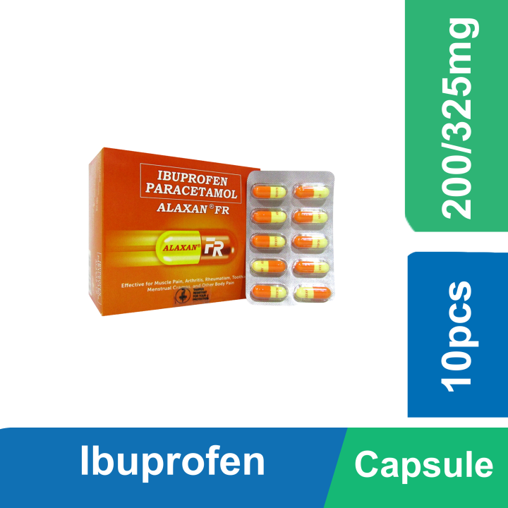 Alaxan FR Capsule 200/325mg - Ibuprofen + Paracetamol 10 Pieces