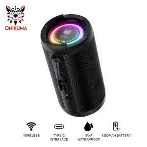 Onikuma L20 Wireless Speaker IPX7 Waterproof Dual Speakers RGB Outdoor Bluetooth Portable Loud Subwoofer Speaker