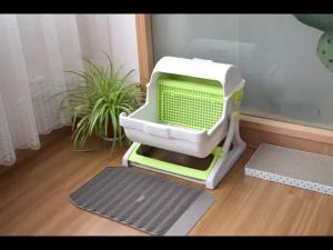 Semi Automatic Enclosed Cat Litter with Tipping Bucket Large Capacity Cats Litter Cute Luxury Toilet s Supplies